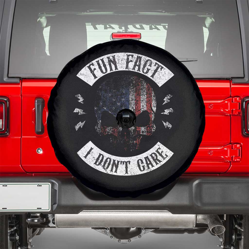 Fun Fact I Dont Care Spare Tire Cover Retro US Flag Skull Skeleton Funny Saying Quote TS10 Black Print Your Wear