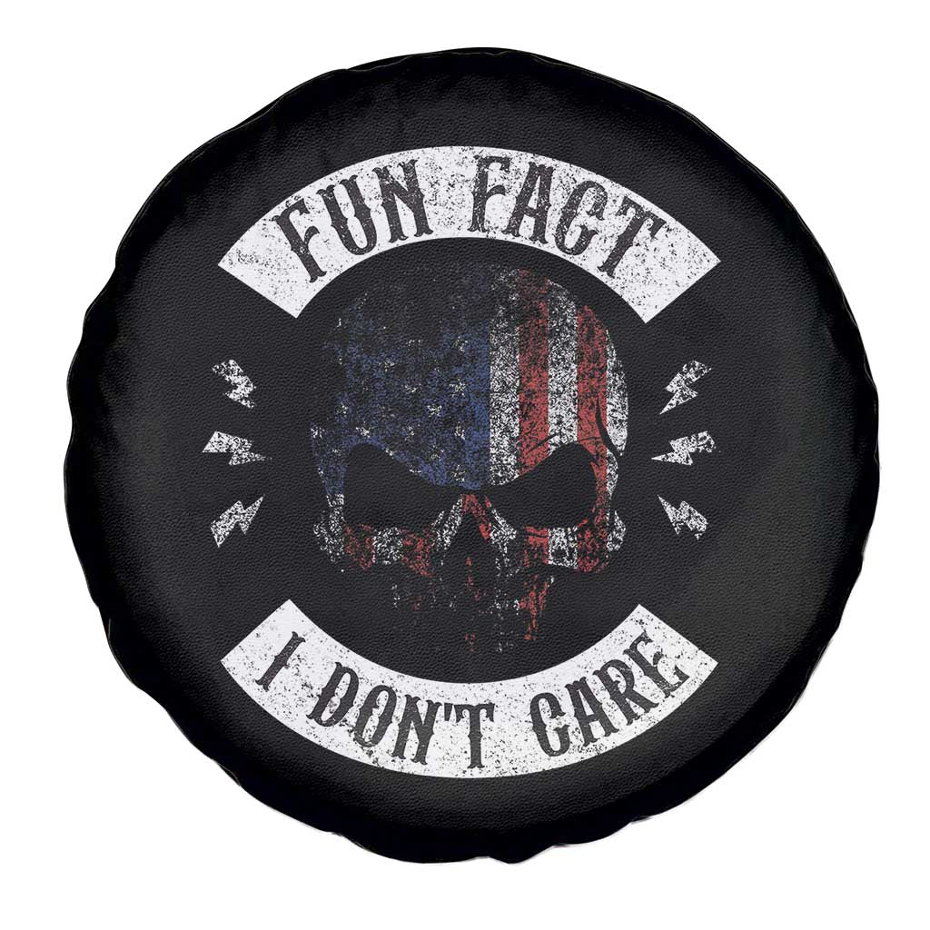 Fun Fact I Dont Care Spare Tire Cover Retro US Flag Skull Skeleton Funny Saying Quote TS10 Print Your Wear