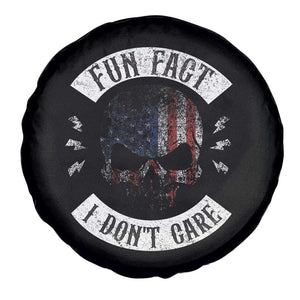 Fun Fact I Dont Care Spare Tire Cover Retro US Flag Skull Skeleton Funny Saying Quote TS10 Print Your Wear