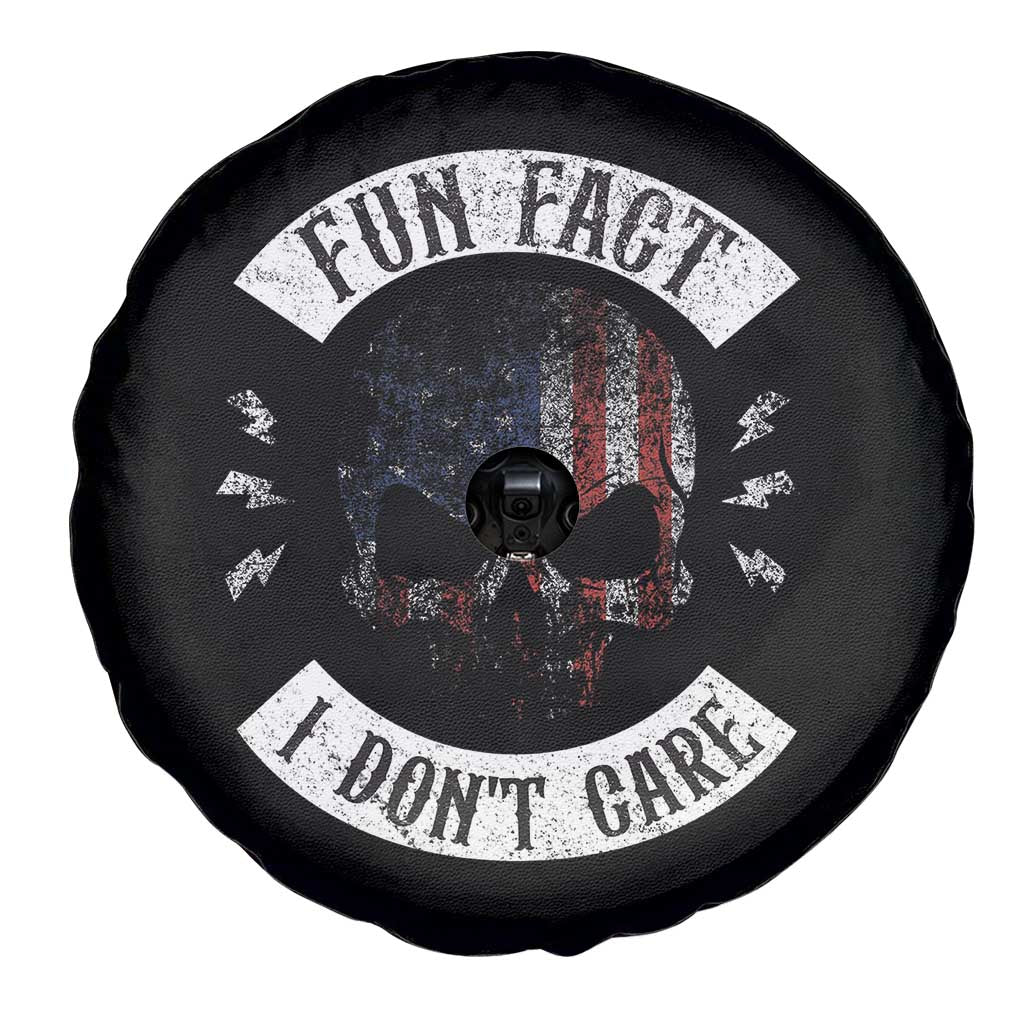 Fun Fact I Dont Care Spare Tire Cover Retro US Flag Skull Skeleton Funny Saying Quote TS10 Print Your Wear