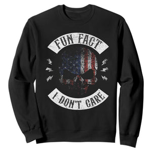 Fun Fact I Dont Care Sweatshirt Retro US Flag Skull Skeleton Funny Saying Quote TS10 Black Print Your Wear
