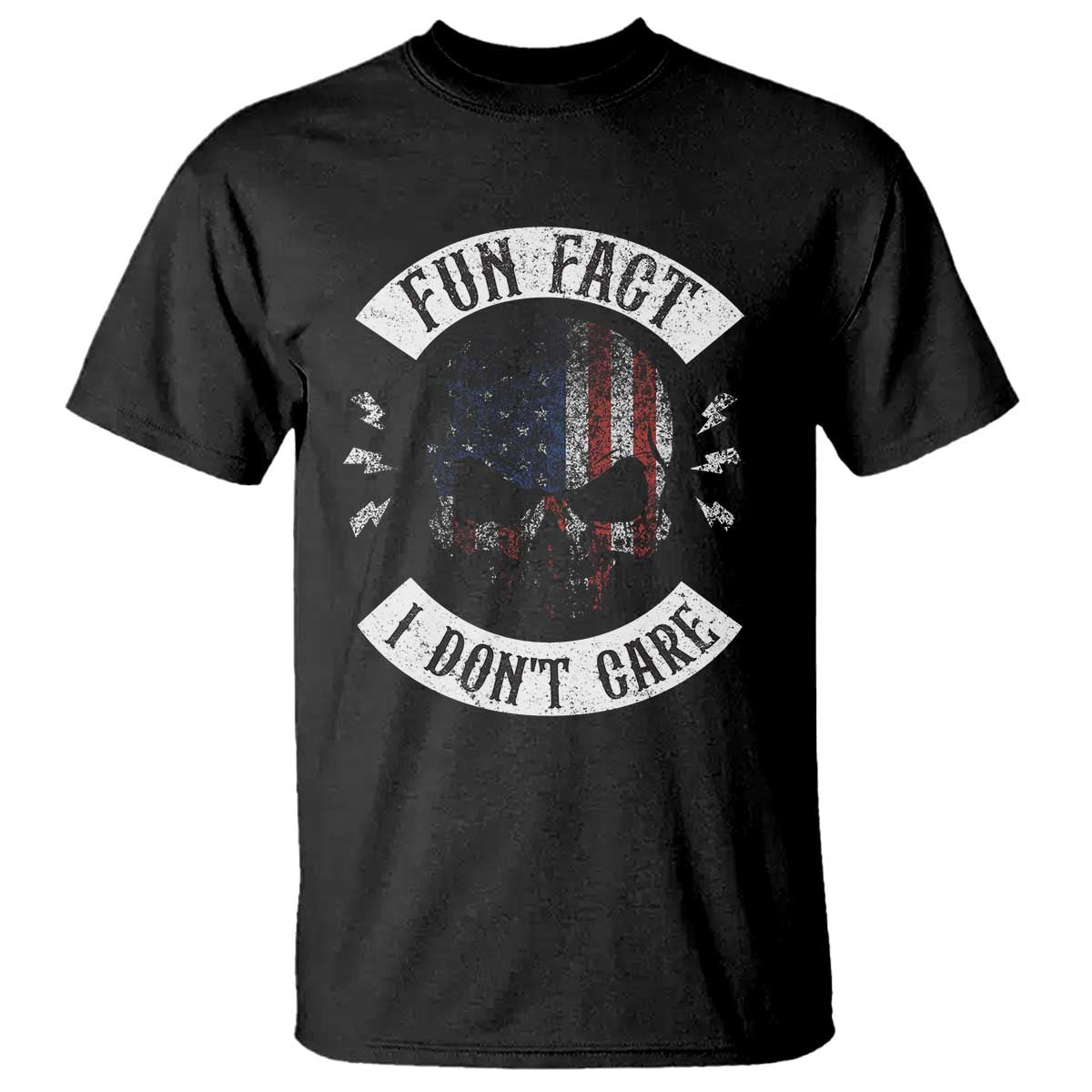 Fun Fact I Dont Care T Shirt Retro US Flag Skull Skeleton Funny Saying Quote TS10 Black Print Your Wear