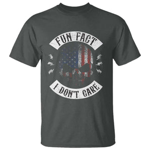 Fun Fact I Dont Care T Shirt Retro US Flag Skull Skeleton Funny Saying Quote TS10 Dark Heather Print Your Wear