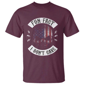 Fun Fact I Dont Care T Shirt Retro US Flag Skull Skeleton Funny Saying Quote TS10 Maroon Print Your Wear