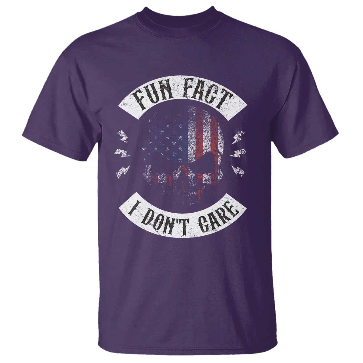 Fun Fact I Dont Care T Shirt Retro US Flag Skull Skeleton Funny Saying Quote TS10 Purple Print Your Wear