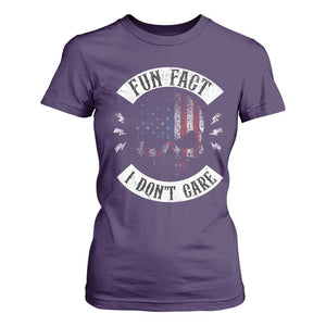 Fun Fact I Dont Care T Shirt For Women Retro US Flag Skull Skeleton Funny Saying Quote TS10 Purple Print Your Wear