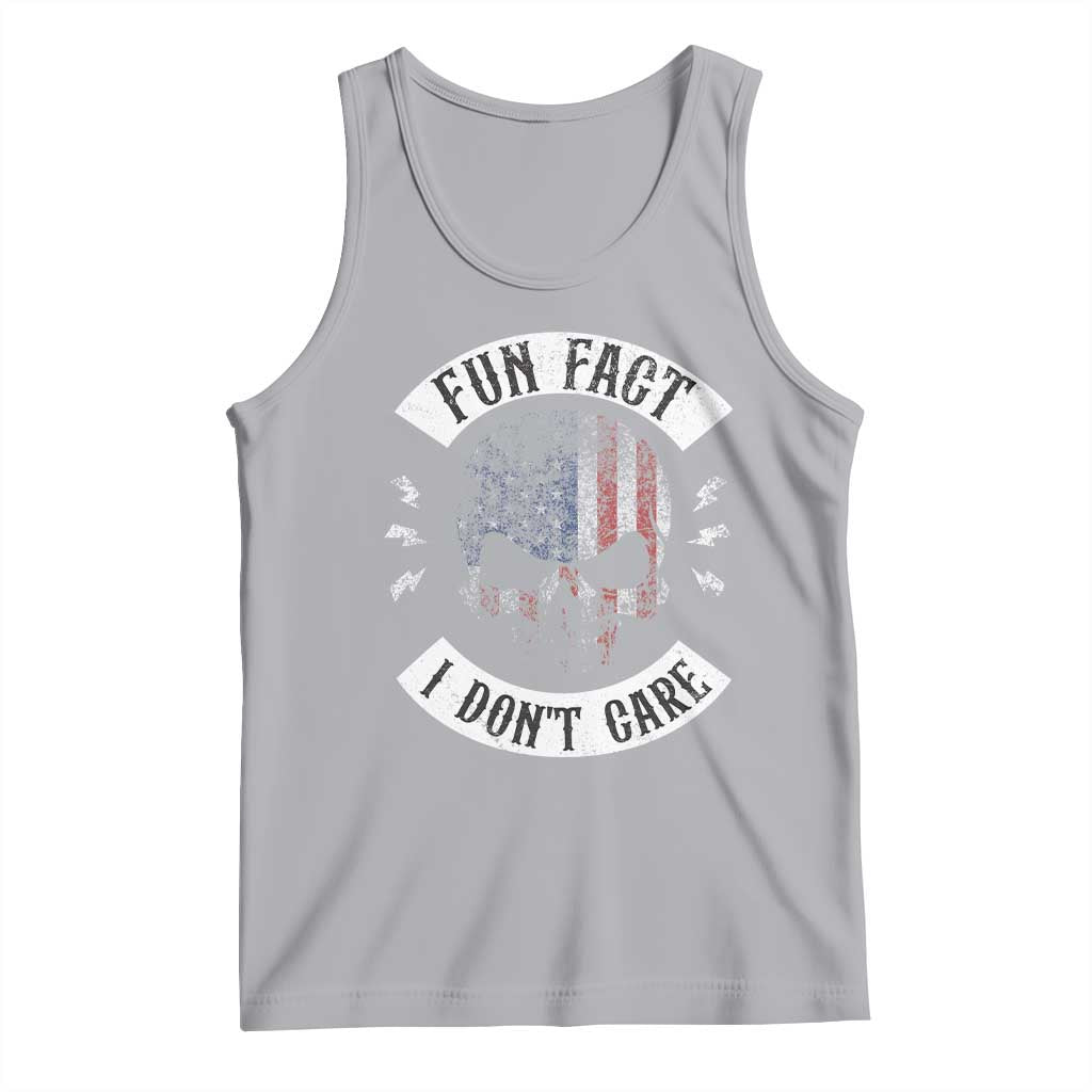 Fun Fact I Dont Care Tank Top Retro US Flag Skull Skeleton Funny Saying Quote TS10 Athletic Heather Print Your Wear