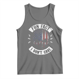 Fun Fact I Dont Care Tank Top Retro US Flag Skull Skeleton Funny Saying Quote TS10 Black Heather Print Your Wear