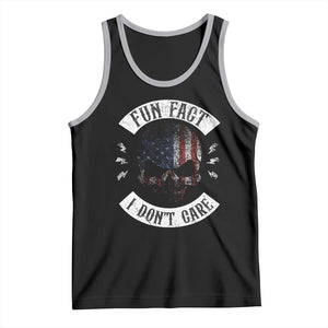 Fun Fact I Dont Care Tank Top Retro US Flag Skull Skeleton Funny Saying Quote TS10 Black Athletic Heather Print Your Wear