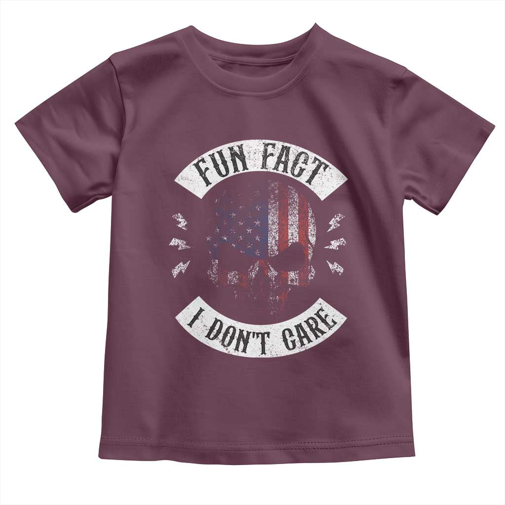 Fun Fact I Dont Care Toddler T Shirt Retro US Flag Skull Skeleton Funny Saying Quote TS10 Maroon Print Your Wear