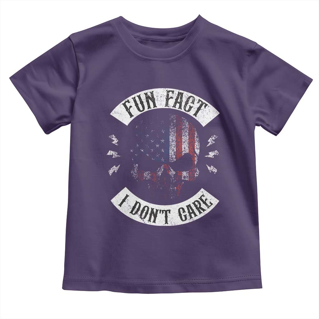 Fun Fact I Dont Care Toddler T Shirt Retro US Flag Skull Skeleton Funny Saying Quote TS10 Purple Print Your Wear