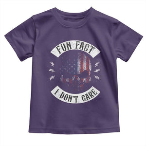 Fun Fact I Dont Care Toddler T Shirt Retro US Flag Skull Skeleton Funny Saying Quote TS10 Purple Print Your Wear