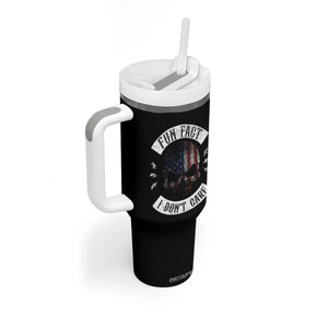 Fun Fact I Dont Care Tumbler With Handle Retro US Flag Skull Skeleton Funny Saying Quote TS10 Print Your Wear