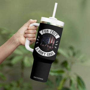 Fun Fact I Dont Care Tumbler With Handle Retro US Flag Skull Skeleton Funny Saying Quote TS10 Print Your Wear