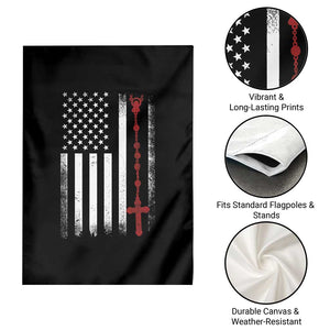American Flag Rosary Catholic Cross Garden Flag
