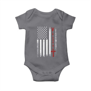 American Flag Rosary Catholic Cross Baby Onesie