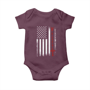 American Flag Rosary Catholic Cross Baby Onesie