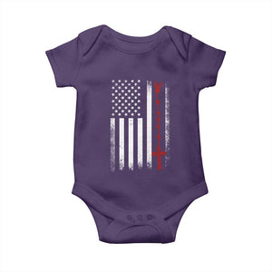 American Flag Rosary Catholic Cross Baby Onesie