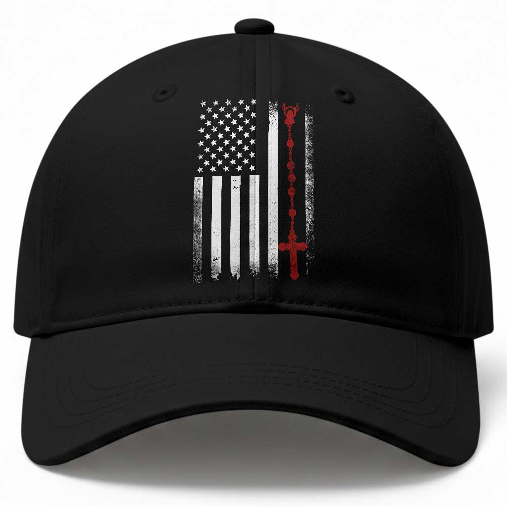 American Flag Rosary Catholic Cross Baseball Cap TS10 Print Your Wear