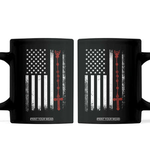 American Flag Rosary Catholic Cross Coffee Mug