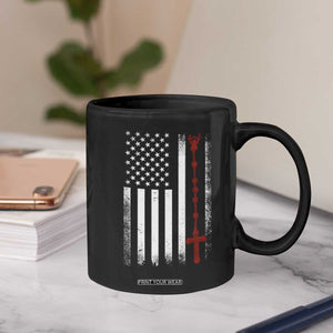 American Flag Rosary Catholic Cross Coffee Mug
