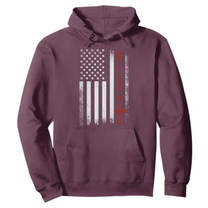 American Flag Rosary Catholic Cross Hoodie