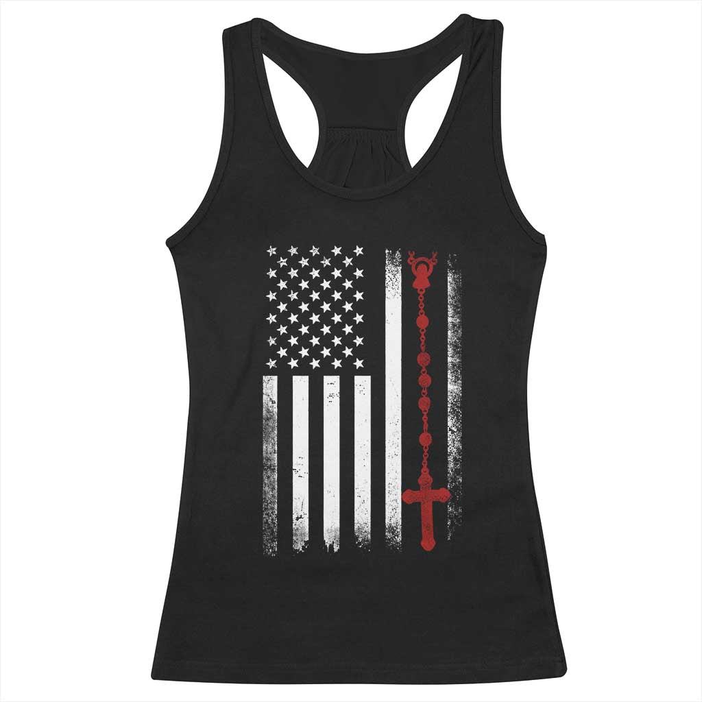 American Flag Rosary Catholic Cross Racerback Tank Top TS10 Black Print Your Wear