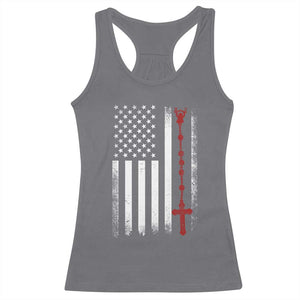 American Flag Rosary Catholic Cross Racerback Tank Top