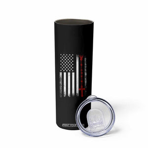 American Flag Rosary Catholic Cross Skinny Tumbler