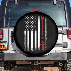 American Flag Rosary Catholic Cross Spare Tire Cover