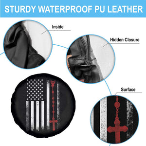 American Flag Rosary Catholic Cross Spare Tire Cover