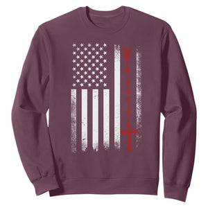 American Flag Rosary Catholic Cross Sweatshirt