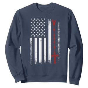 American Flag Rosary Catholic Cross Sweatshirt
