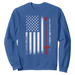 American Flag Rosary Catholic Cross Sweatshirt