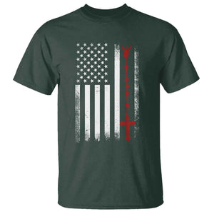 American Flag Rosary Catholic Cross T Shirt