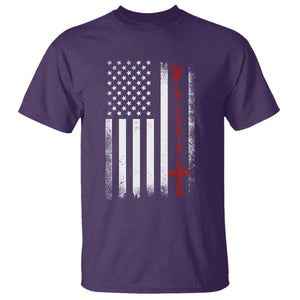American Flag Rosary Catholic Cross T Shirt