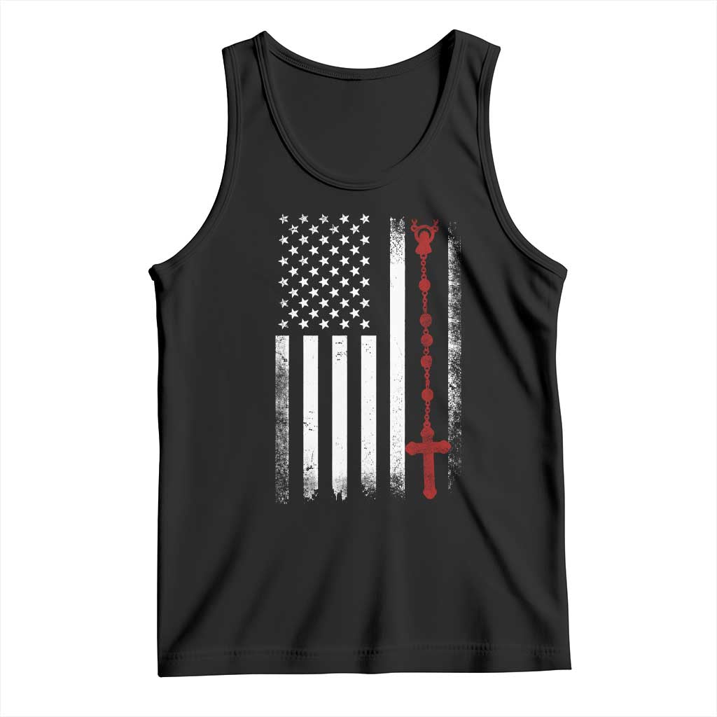 American Flag Rosary Catholic Cross Tank Top TS10 Black Print Your Wear