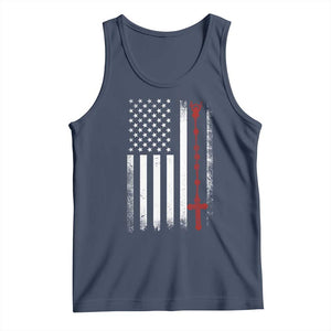 American Flag Rosary Catholic Cross Tank Top