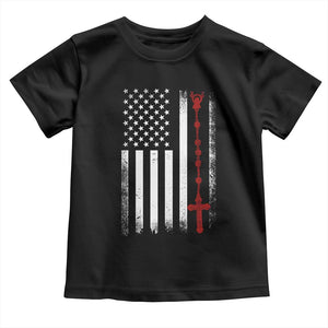 American Flag Rosary Catholic Cross Toddler T Shirt