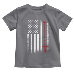 American Flag Rosary Catholic Cross Toddler T Shirt