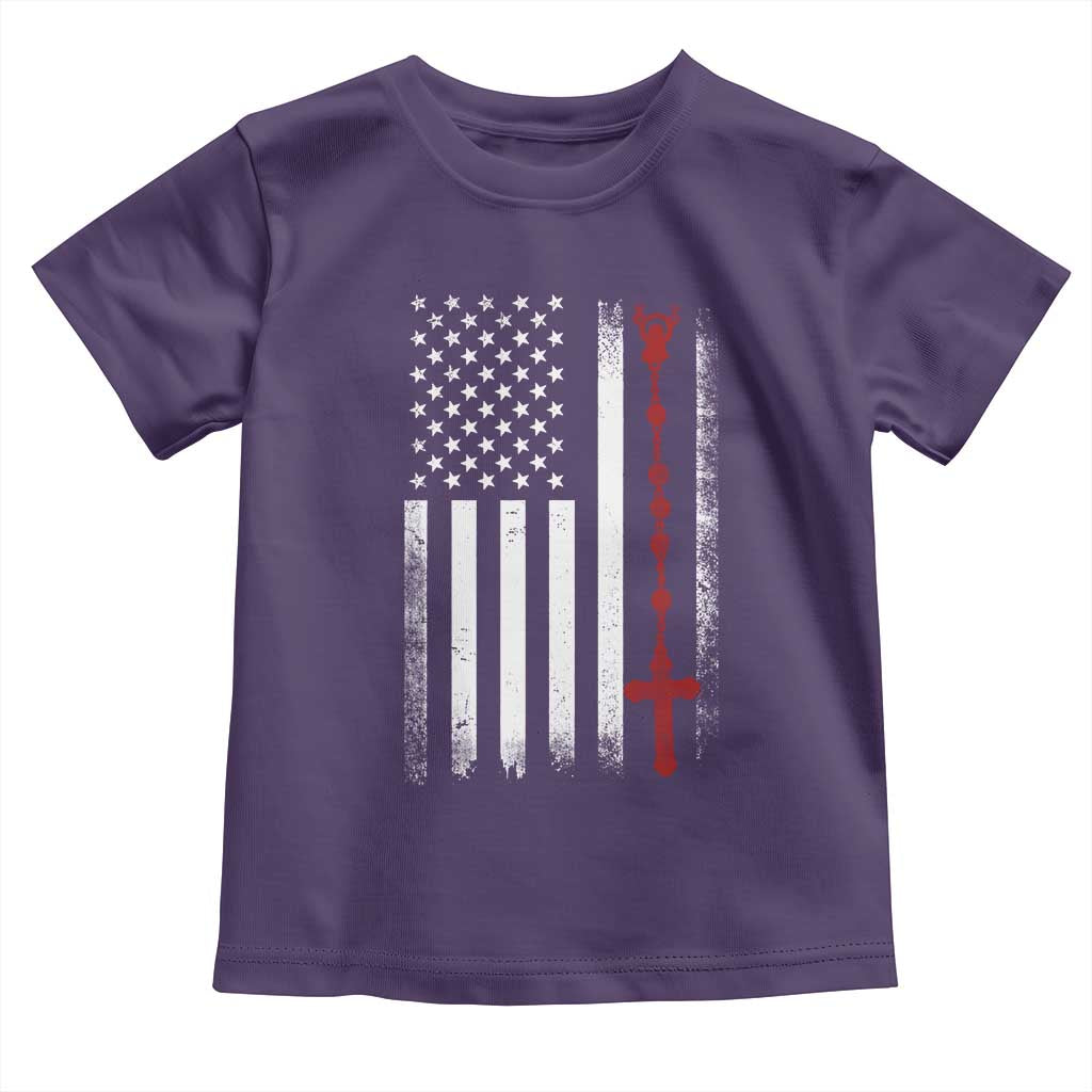American Flag Rosary Catholic Cross Toddler T Shirt