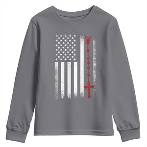 American Flag Rosary Catholic Cross Youth Sweatshirt
