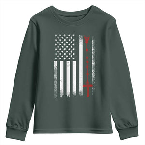 American Flag Rosary Catholic Cross Youth Sweatshirt