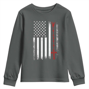 American Flag Rosary Catholic Cross Youth Sweatshirt