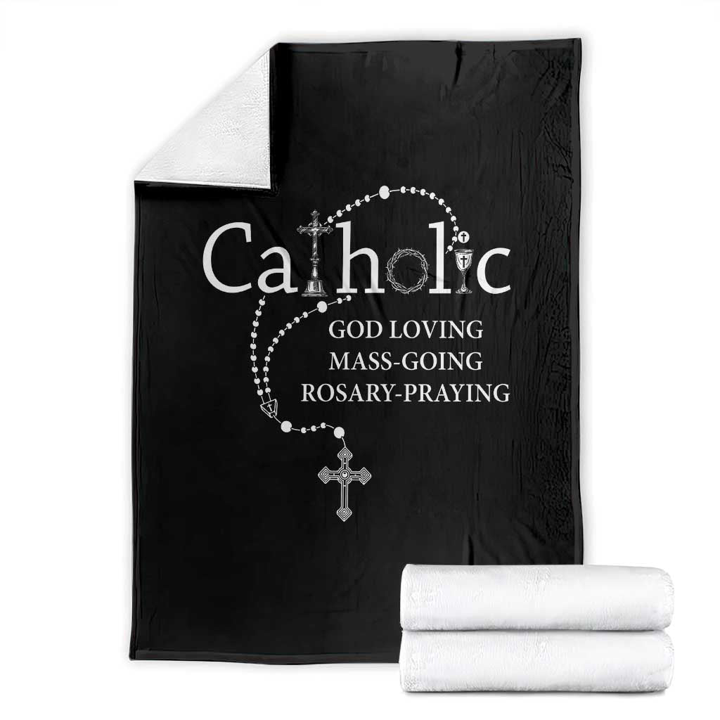 Catholic God Loving Mass Going Rosary Praying Faith Throw Blanket Jesus Eucharist Christianity TS10 Black Print Your Wear