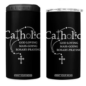 Catholic God Loving Mass Going Rosary Praying Faith 4 in 1 Can Cooler Tumbler Jesus Eucharist Christianity