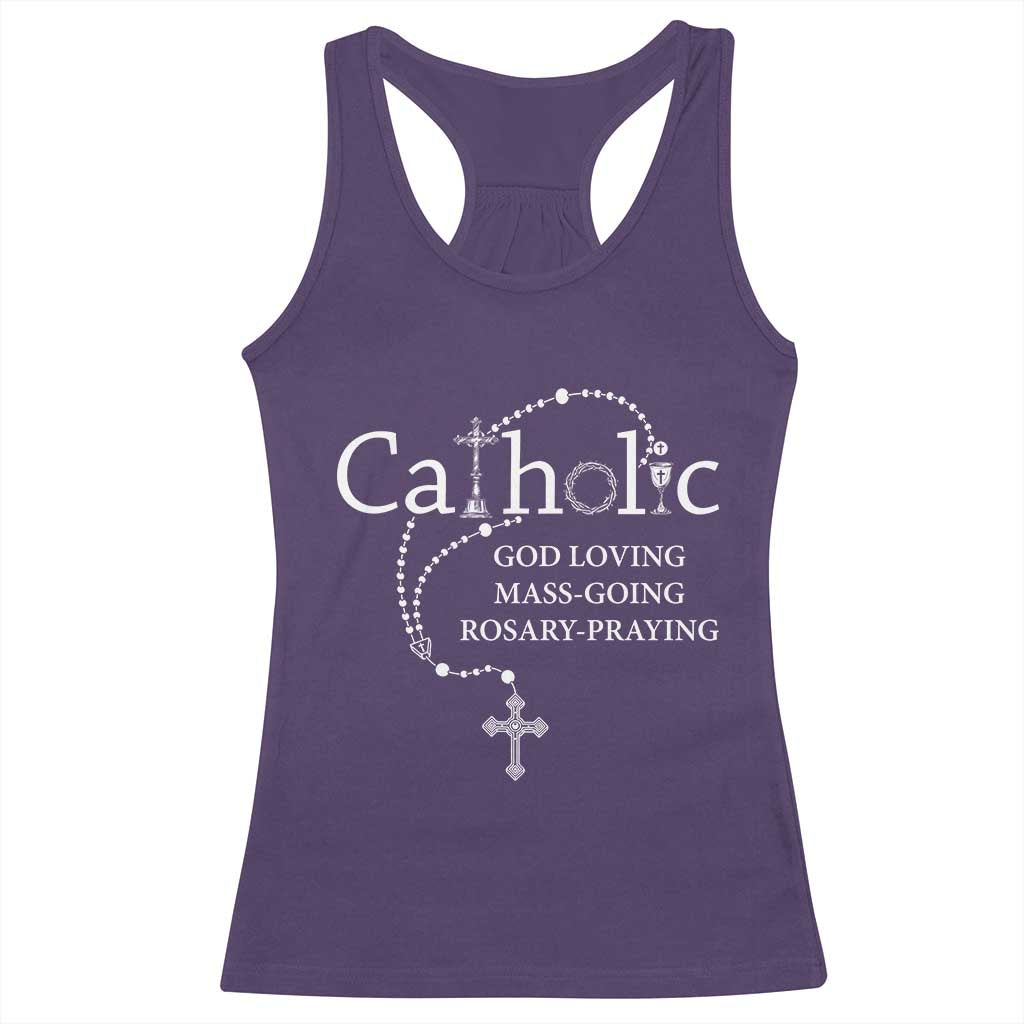 Catholic God Loving Mass Going Rosary Praying Faith Racerback Tank Top Jesus Eucharist Christianity