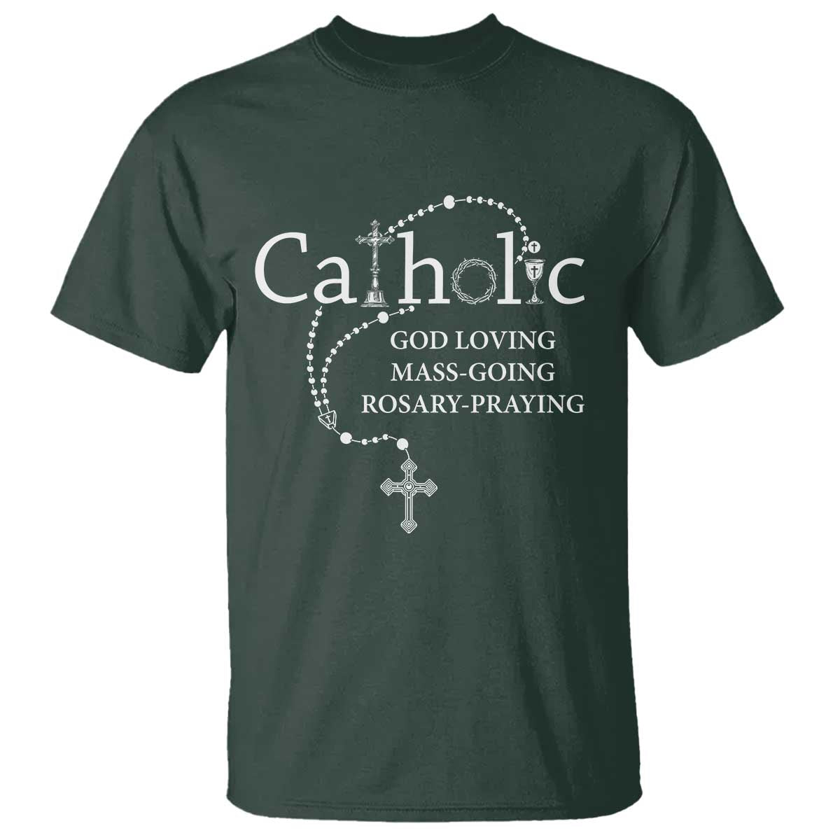 Catholic God Loving Mass Going Rosary Praying Faith T Shirt Jesus Eucharist Christianity