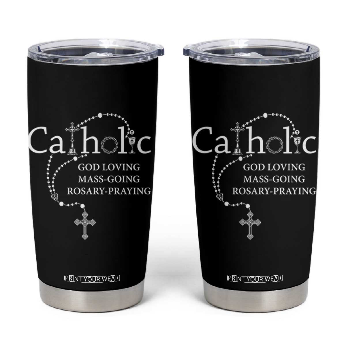 Catholic God Loving Mass Going Rosary Praying Faith Tumbler Cup Jesus Eucharist Christianity