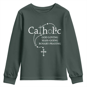 Catholic God Loving Mass Going Rosary Praying Faith Youth Sweatshirt Jesus Eucharist Christianity